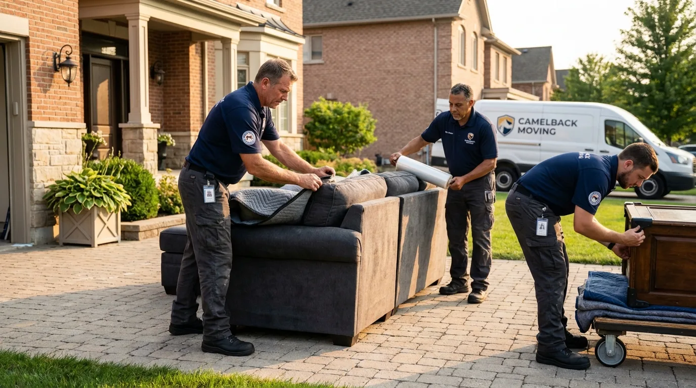Large estate moving crew wrapping furniture in Hemphill, TX